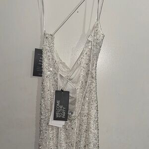 Retrofete Sparkling White Sequin Dress